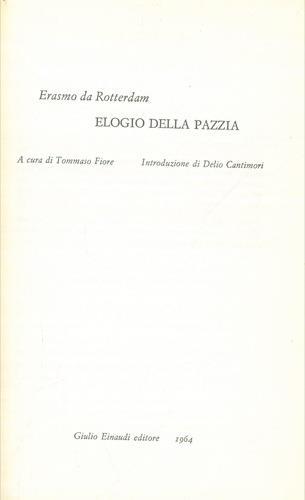 Elogio della pazzia - Erasmo da Rotterdam - copertina