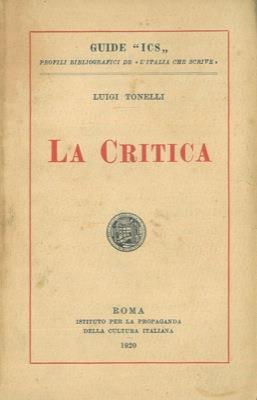 La critica - Luigi Tonelli - copertina