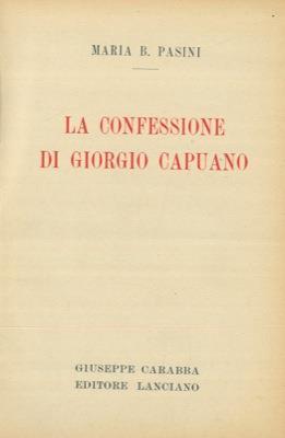 La confessione di Giorgio Capuano - Maria B. Pasini - copertina