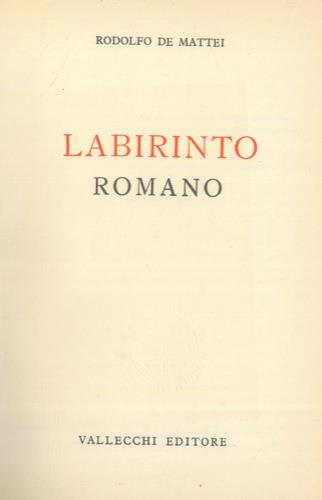 La irinto Romano - Rodolfo De Mattei - copertina