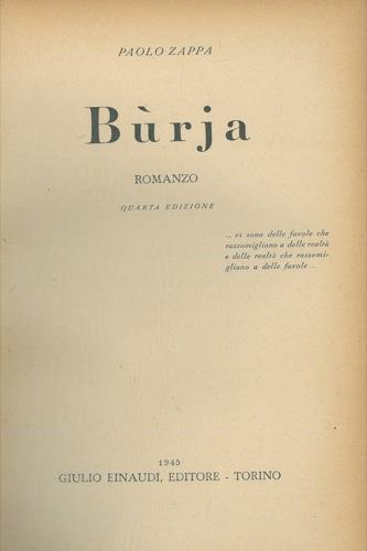 Burja. Romanzo - Paolo Zappa - copertina
