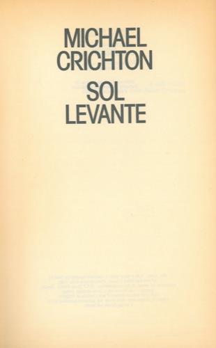Sol levante - Michael Crichton - copertina