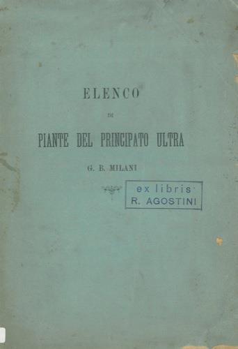 Elenco di piante del Principato Ultra - Giovanni Battista Milani - copertina