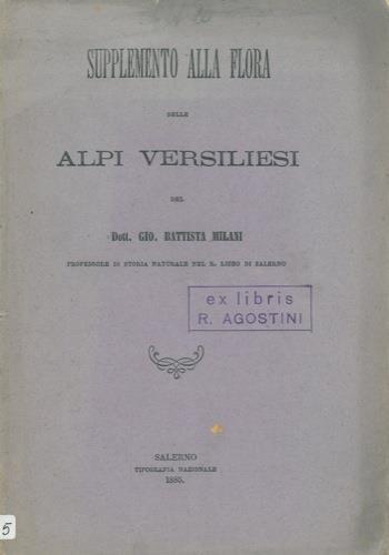 Supplemento alla Flora delle Alpi Versiliesi - Giovanni Battista Milani - copertina