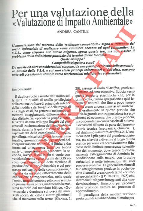Per una valutazione della valutazione di Impatto Ambientale. Alcune considerazioni sulle procedure degli studi di impatto ambientale