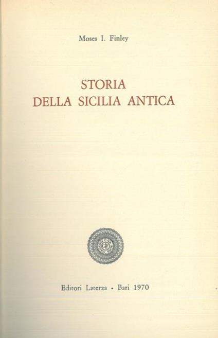 Storia della Sicilia antica - Moses I. Finley - copertina