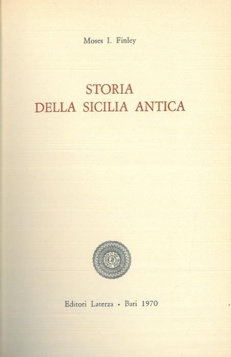 Storia della Sicilia antica - Moses I. Finley - copertina