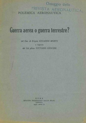 Polemica aeronautica. Guerra aerea o guerra terrestre - Edoardo Monti,Vittorio Giovine - copertina