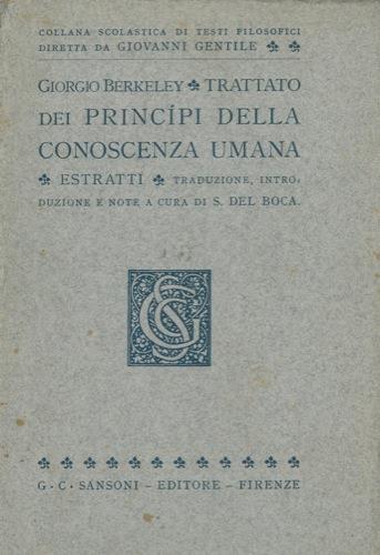 Trattato sui princìpi della conoscenza umana. Estratti, Traduzione, traduzione e note di S. Del Boca - George Berkeley - copertina