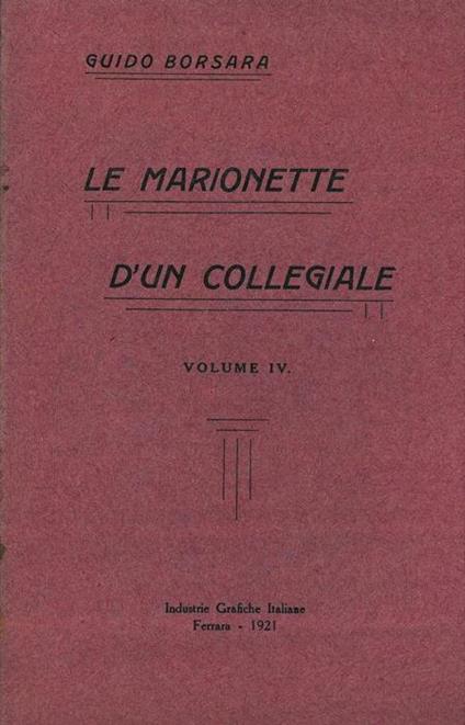 Le marionette d'un collegiale - Guido Borsara - copertina