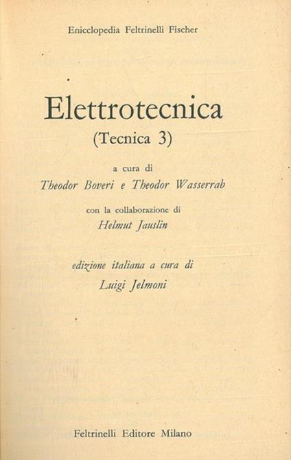 Elettrotecnica (Tecnica 3)  - Theodor Boveri - copertina