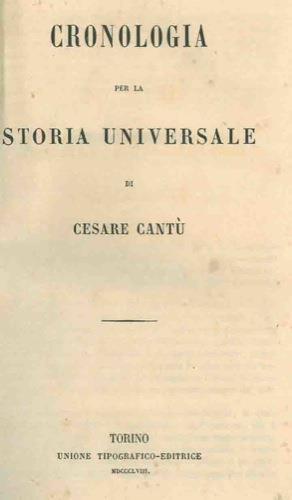 Cronologia per la storia universale - Cesare Cantù - copertina