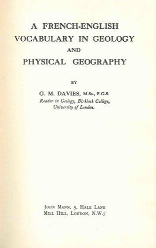A french-english vocabulary in geology and physical geography - Davies - copertina