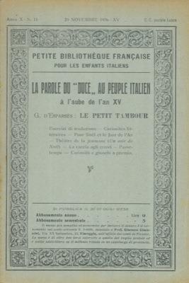 La parole du "Duce" au peuple italien à l'aube de l'An XV - Le petit tambour - Georges D'Esparbes - copertina