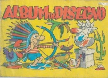 Album da disegno. Pippo con arco tira un pennello ad un busto, sul retro una mucca viene dipinta da un pennello fatto della sua stessa coda - Benito Jacovitti - copertina
