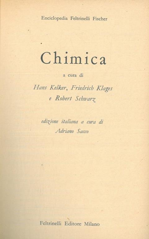 Chimica - Hans Kelker - copertina