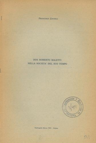 Don Roberto Maletti nella società del suo tempo - copertina