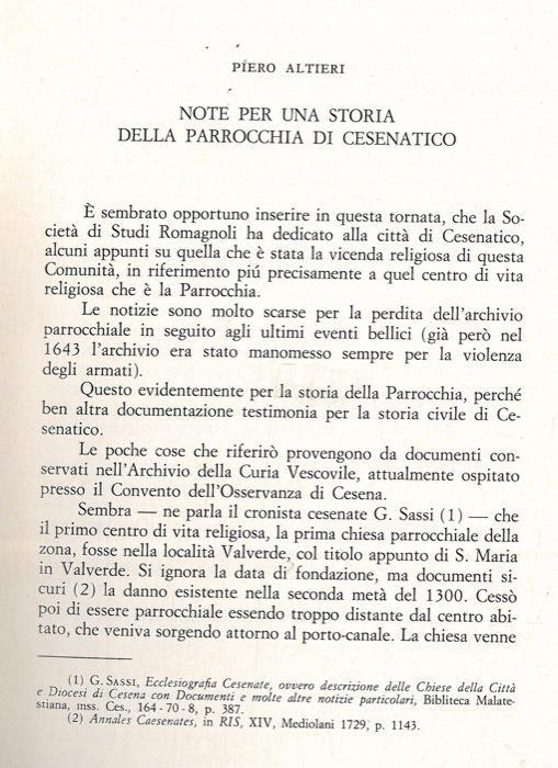 Note per una storia della parrocchia di Cesenatico - copertina