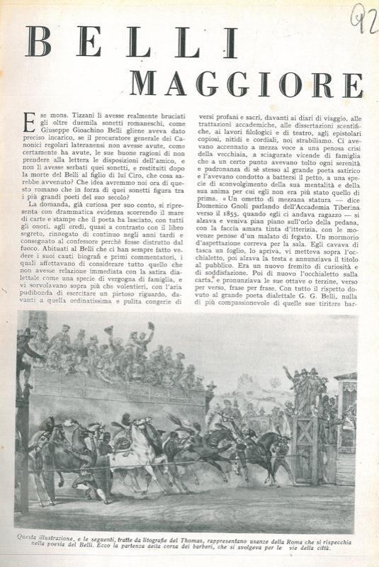 Estratto rivista con copertina. Belli maggiore