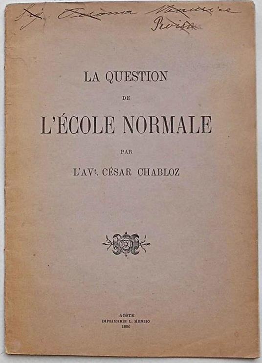 La question de l'école normale - Cesar Chabloz - copertina