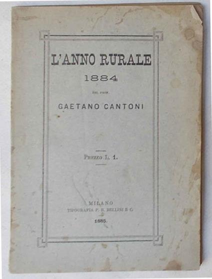 L' anno rurale 1884 - Gaetano Cantoni - copertina
