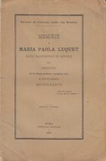Memorie di maria paola luquet nata martinengo in savona nel mdcccxxx ed in roma passata a miglior vita il xxvii marzo mdccclxxxvii