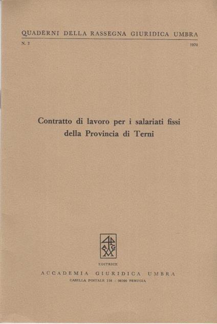 Contratto di lavoro per i salariati fissi della provincia di terni - copertina
