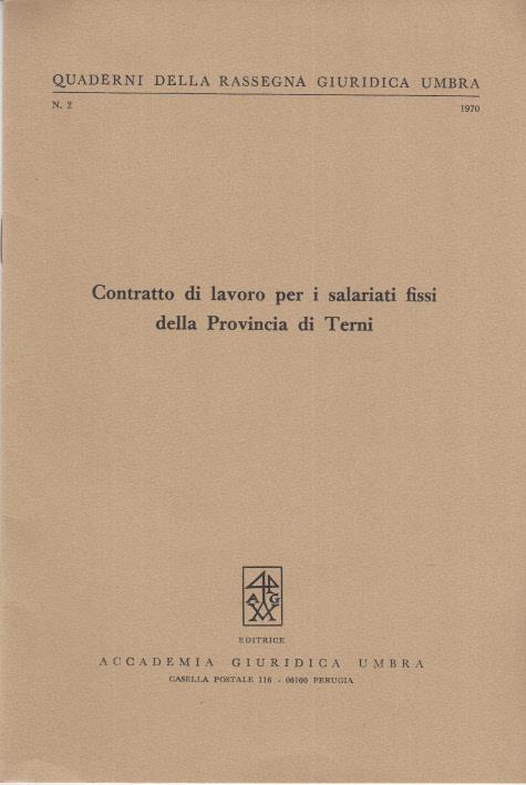 Contratto di lavoro per i salariati fissi della provincia di terni - copertina