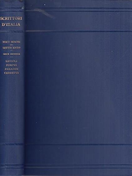 Poeti minori del settecento. Savioli, Pompei, Paradisi, Cerretti ed altri - copertina