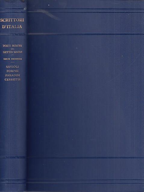 Poeti minori del settecento. Savioli, Pompei, Paradisi, Cerretti ed altri - copertina