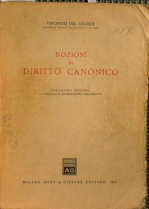 Nozioni di diritto canonico - Vincenzo Del Giudice - copertina