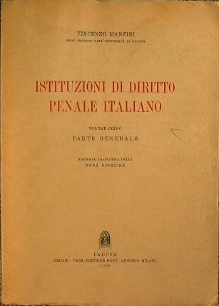 Istituzioni di Diritto Penale Italiano - Vincenzo Manzini - copertina