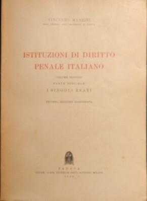 Istituzioni di Diritto Penale Italiano - Vincenzo Manzini - copertina
