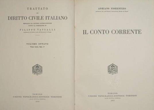 Il conto corrente - Adriano Fiorentino - copertina