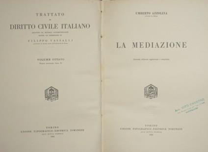 La mediazione - Umberto Azzolina - copertina