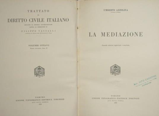 La mediazione - Umberto Azzolina - copertina