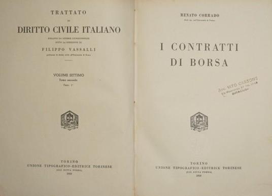 I contratti di borsa - Renato Corrado - copertina
