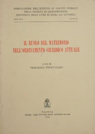 Il ruolo del matrimonio nell'ordinamento giuridico attuale - copertina