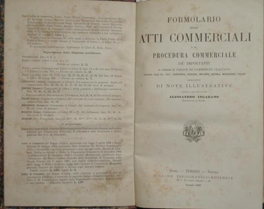 Formolario degli Atti commerciali e di procedura commerciale - Alessandro Ingaramo - copertina