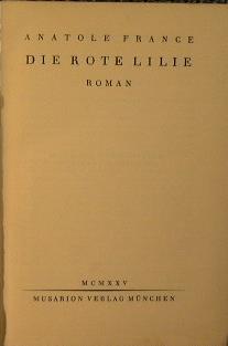 Die rote lilie - Anatole France - copertina