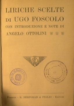 Liriche scelte di Ugo Foscolo - Ugo Foscolo - copertina