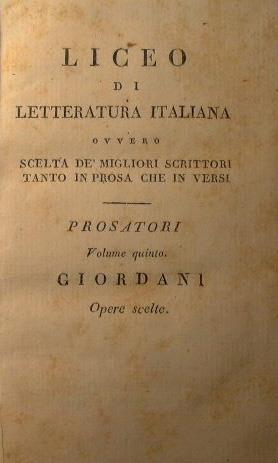 Opere scelte - Pietro Giordani - copertina