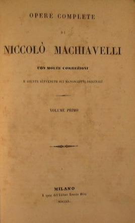 Opere complete - Niccolò Machiavelli - copertina