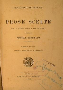 Prose Scelte. Per le persone colte e per le scuole - Francesco De Sanctis - copertina