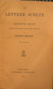 Le lettere scelte - Giuseppe Giusti - copertina