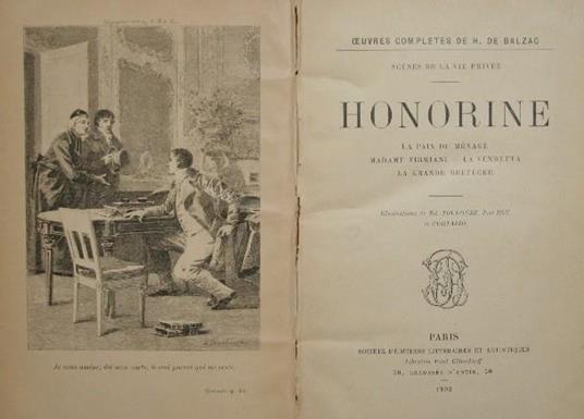 Honorine. La paix du ménage. Madame Firmiani. La vendetta. La grande bretéche - Honoré de Balzac - copertina