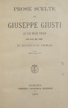 Prose scelte di Giuseppe Giusti. Ad uso delle scuole - Giuseppe Giusti - copertina