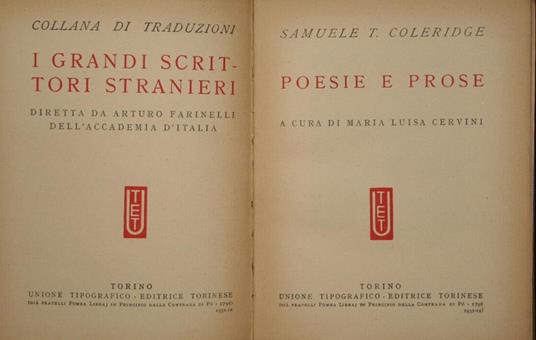 Poesie e prose - Samuel T. Coleridge - copertina