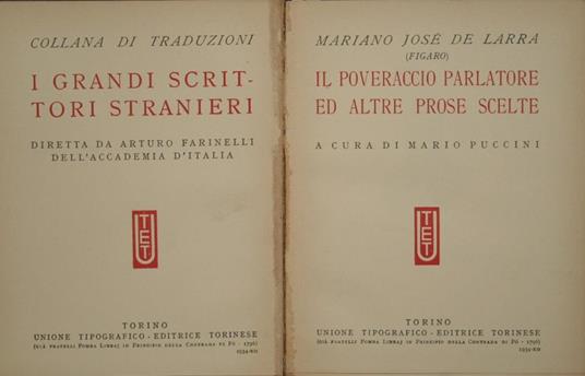 Il poveraccio parlatore ed altre prose scelte - Mariano José de Larra - copertina