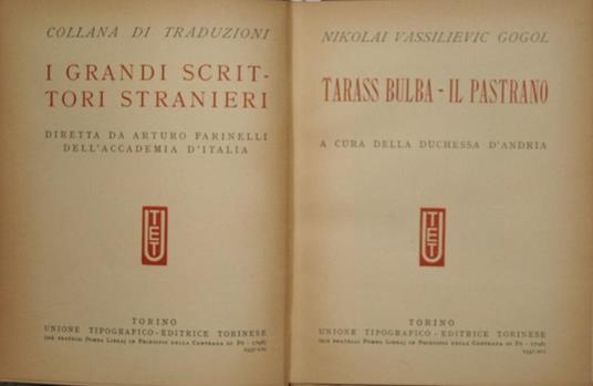 Tarass Bulba - Il pastrano - Nikolaj Gogol' - copertina